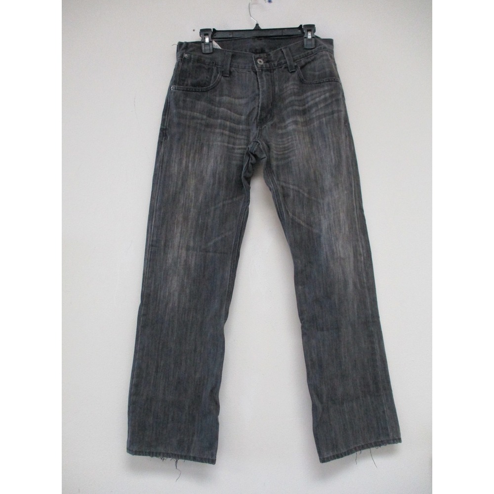 Levi's 514 Slim Straight Men 33x32 Black Distressed Flap Pocket Vintage Jeans